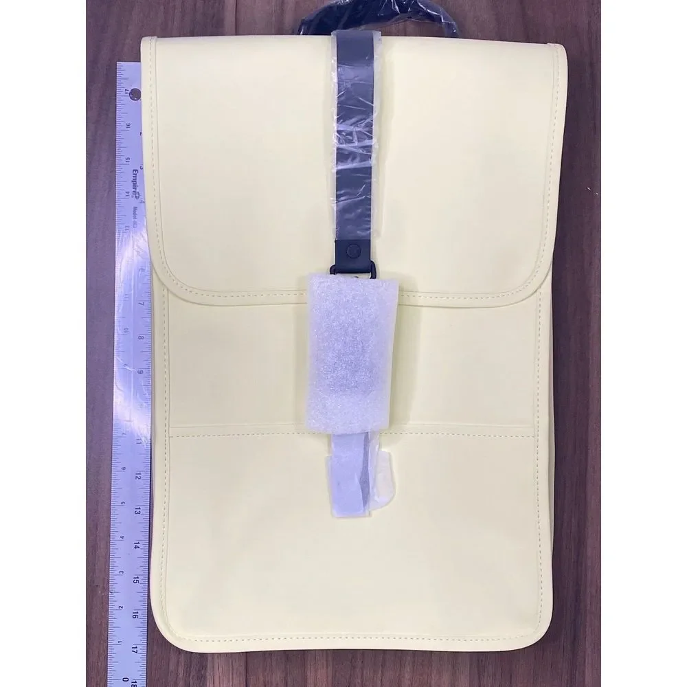Rains Waterproof Backpack Rucksack Straw/Yellow Laptop External Phone Pocket New